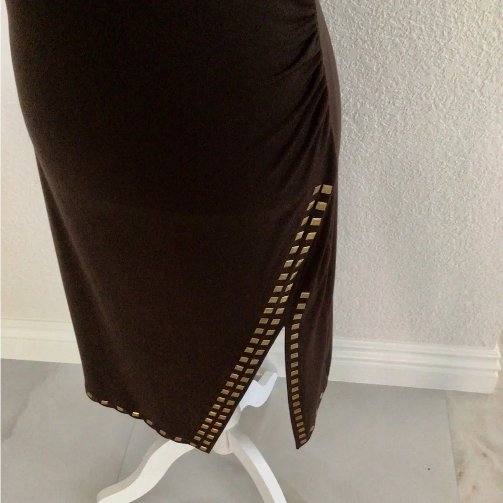 Michael Kors Chocolate Brown Embellished Cocktail Dress